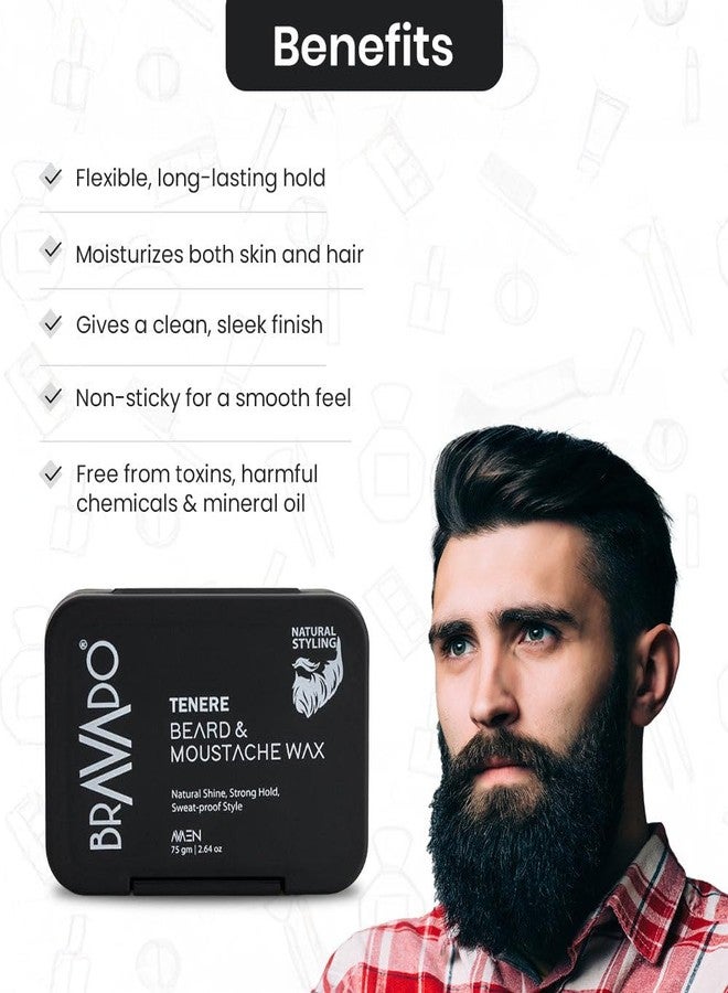 برافادو شمع براڤادو تينيري للحية والشارب للرجال | تثبيت قوي لتصفيف اللحية وتحديد شكلها والسيطرة على الشعر المتطاير | مزيج مرطب طبيعي | شمع غير دهني للعناية بالشعر | 75 غرام (عبوة من 4 قطع) - Image 5